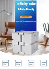 Oiikain Metal Infinity Cube black, desk accessory for focus and calm during breaks.