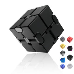 Oiikain Metal Infinity Cube black front view, portable stress relief for desk or commute.