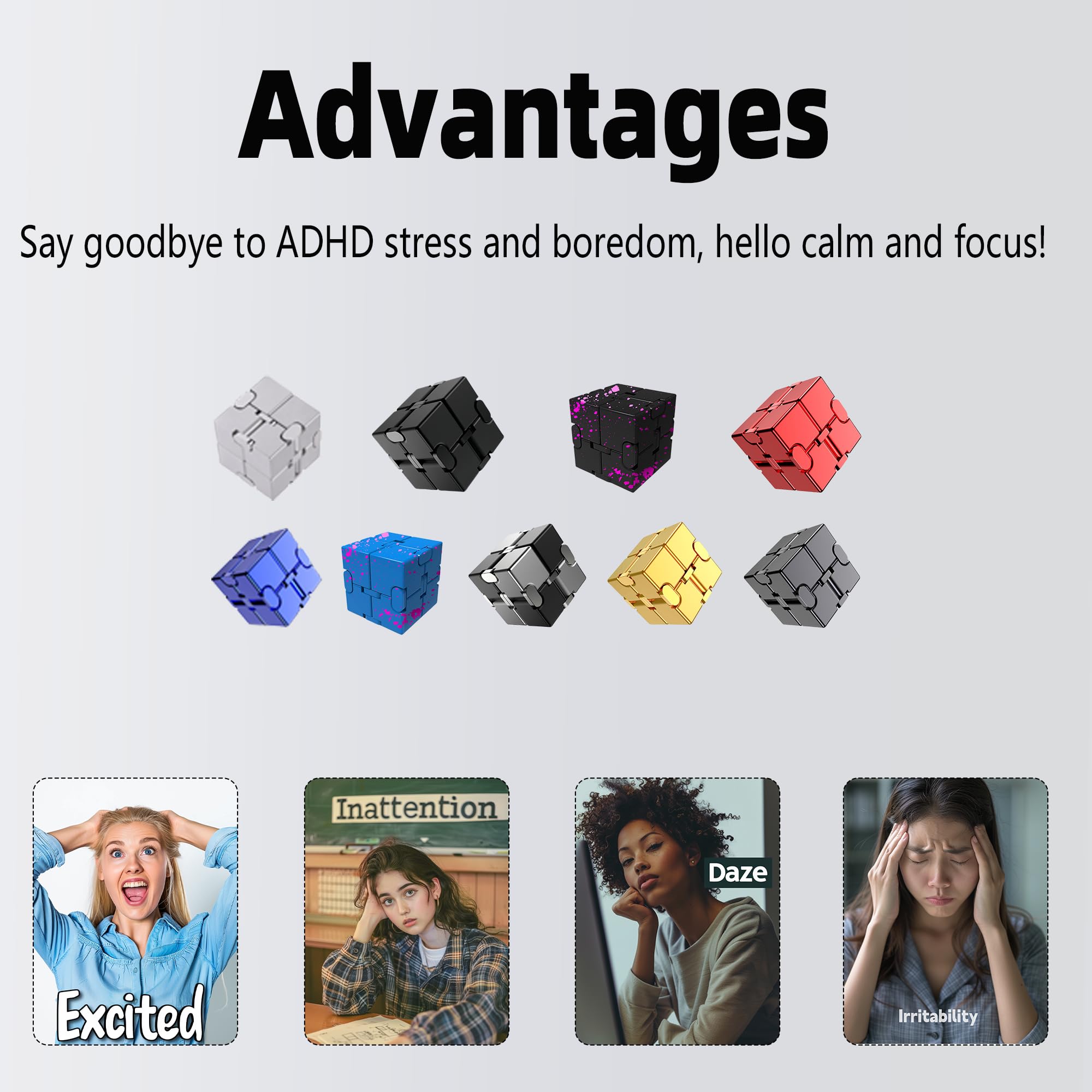 Oiikain Metal Infinity Cube black, pocket-size portability for stress relief on the go.