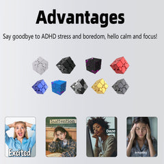 Oiikain Metal Infinity Cube black, pocket-size portability for stress relief on the go.