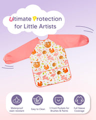 Oiomniv kids painting smock back view showing full coverage and fit