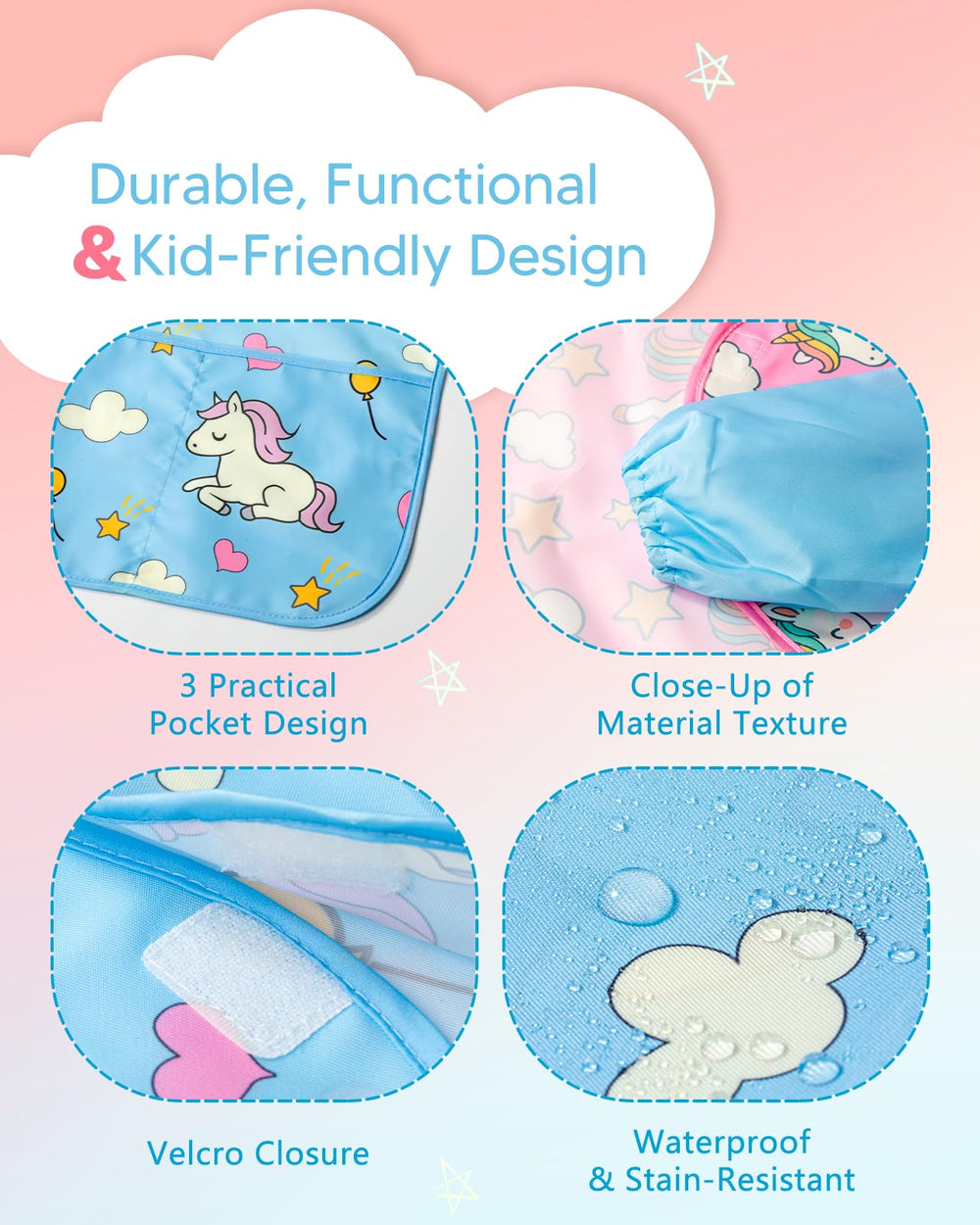 Oiomniv art smock lightweight and breathable for active kids
