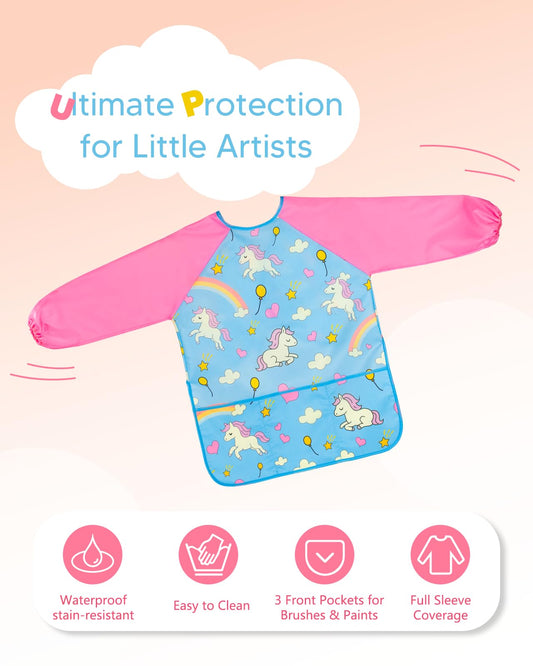 Oiomniv painting smock sleeve close-up shows waterproof protection