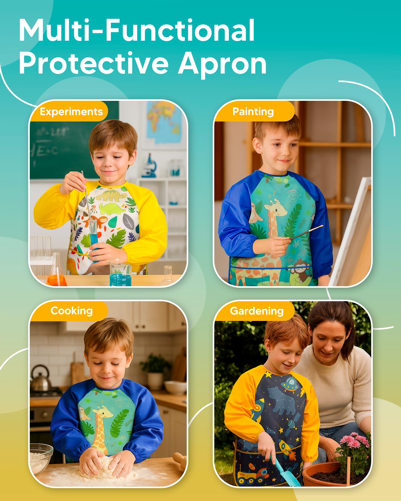 Oiomniv Smock being worn for baking demonstrates versatile protection