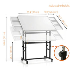 OIRBOEUS puzzle table adjustable height adapts to seating or standing.