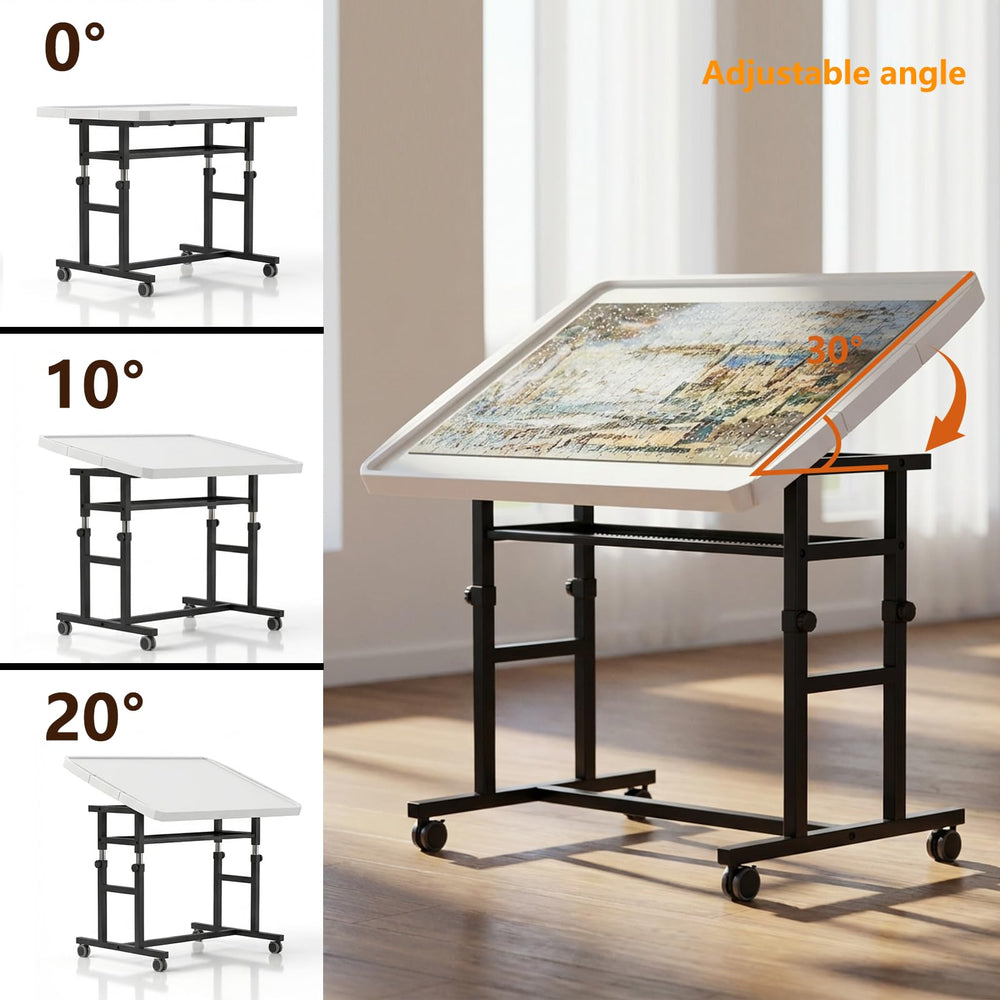 OIRBOEUS puzzle table wheels with locks ensure smooth movement and stability.