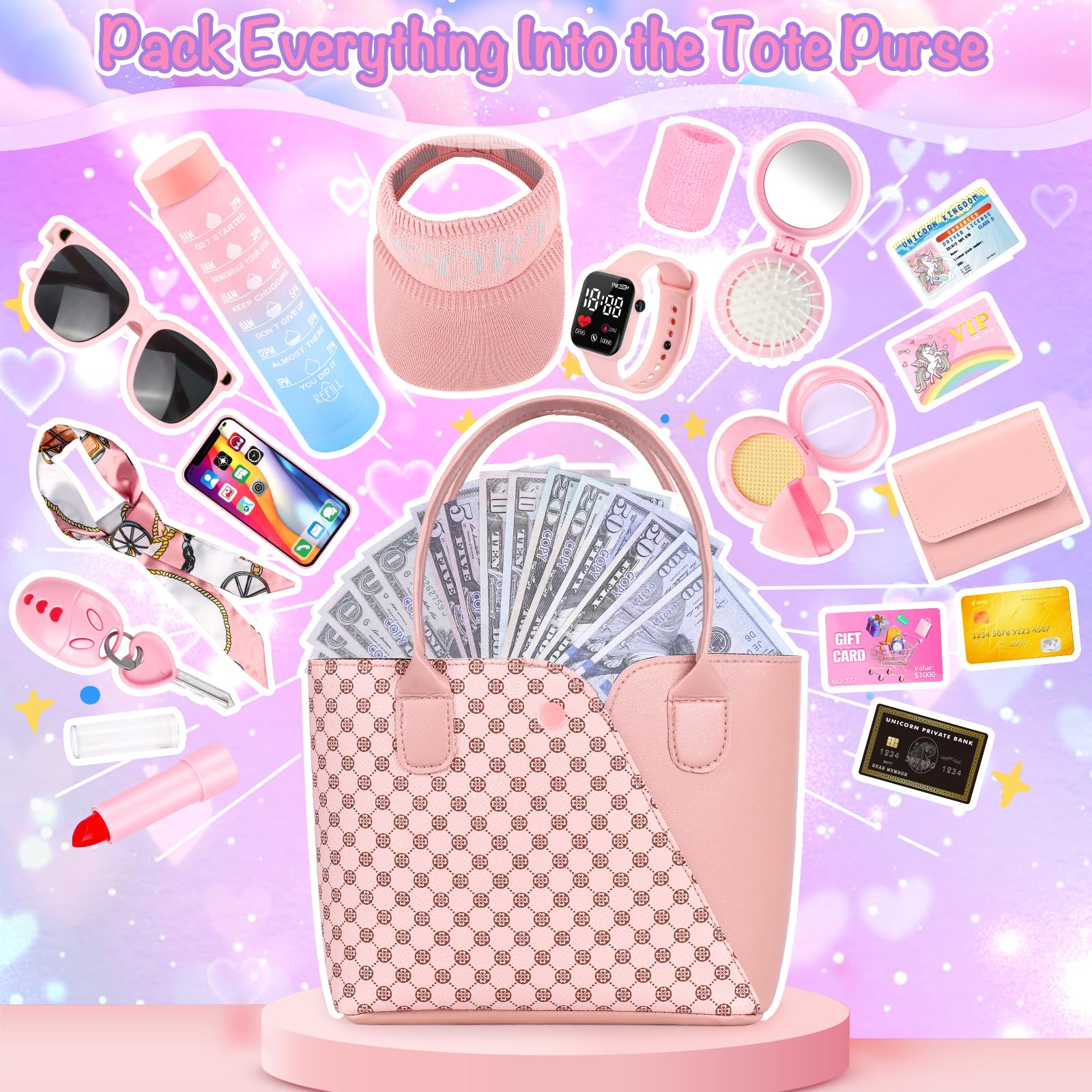 Oisacirg Play Purse Set pretend makeup kit for safe imaginative play.