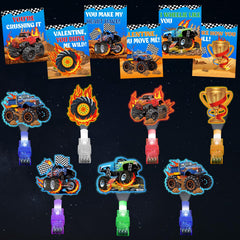 Oitnlaughter 36 monster truck Valentine cards for classroom exchanges