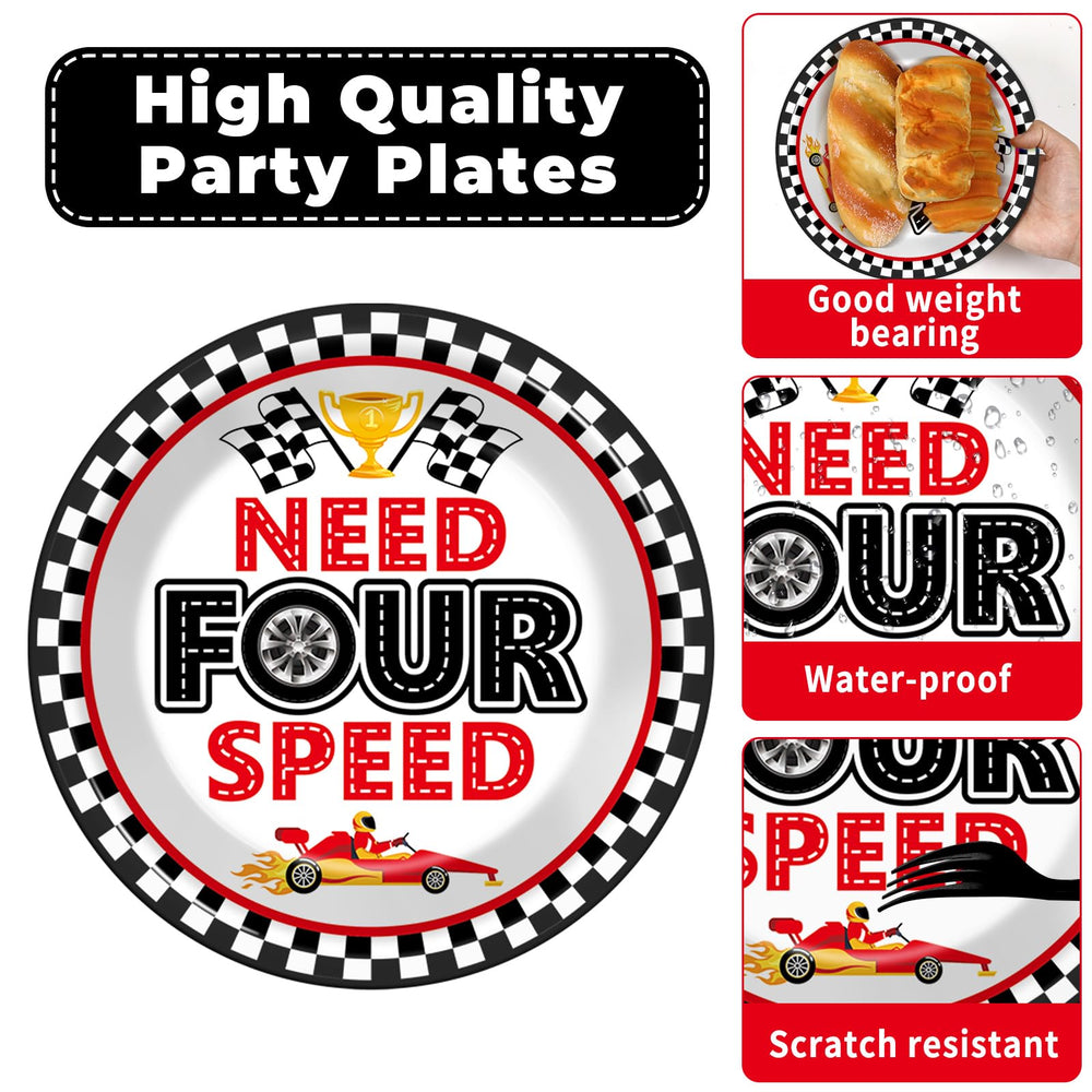 Oitnlaughter 7-inch dessert plates with racing motif add cake-time excitement