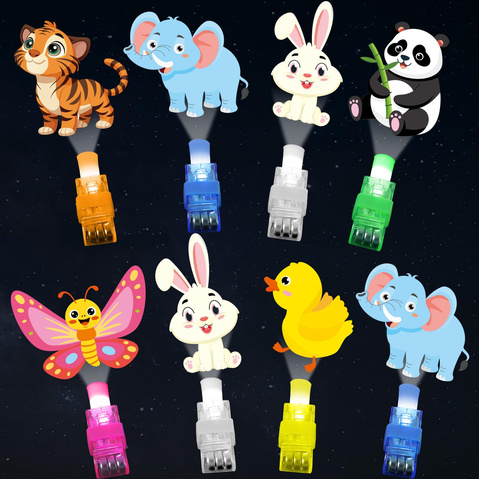Oitnlaughter animal LED finger light featuring six patterns for themed party play