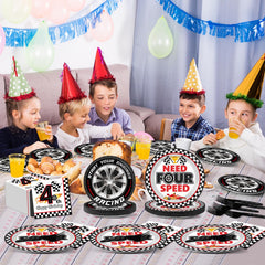 Oitnlaughter checkered flag pattern decor boosts race-themed party visuals
