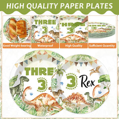 oitnlaughter 7-inch plates with playful dinos perfect for snack servings