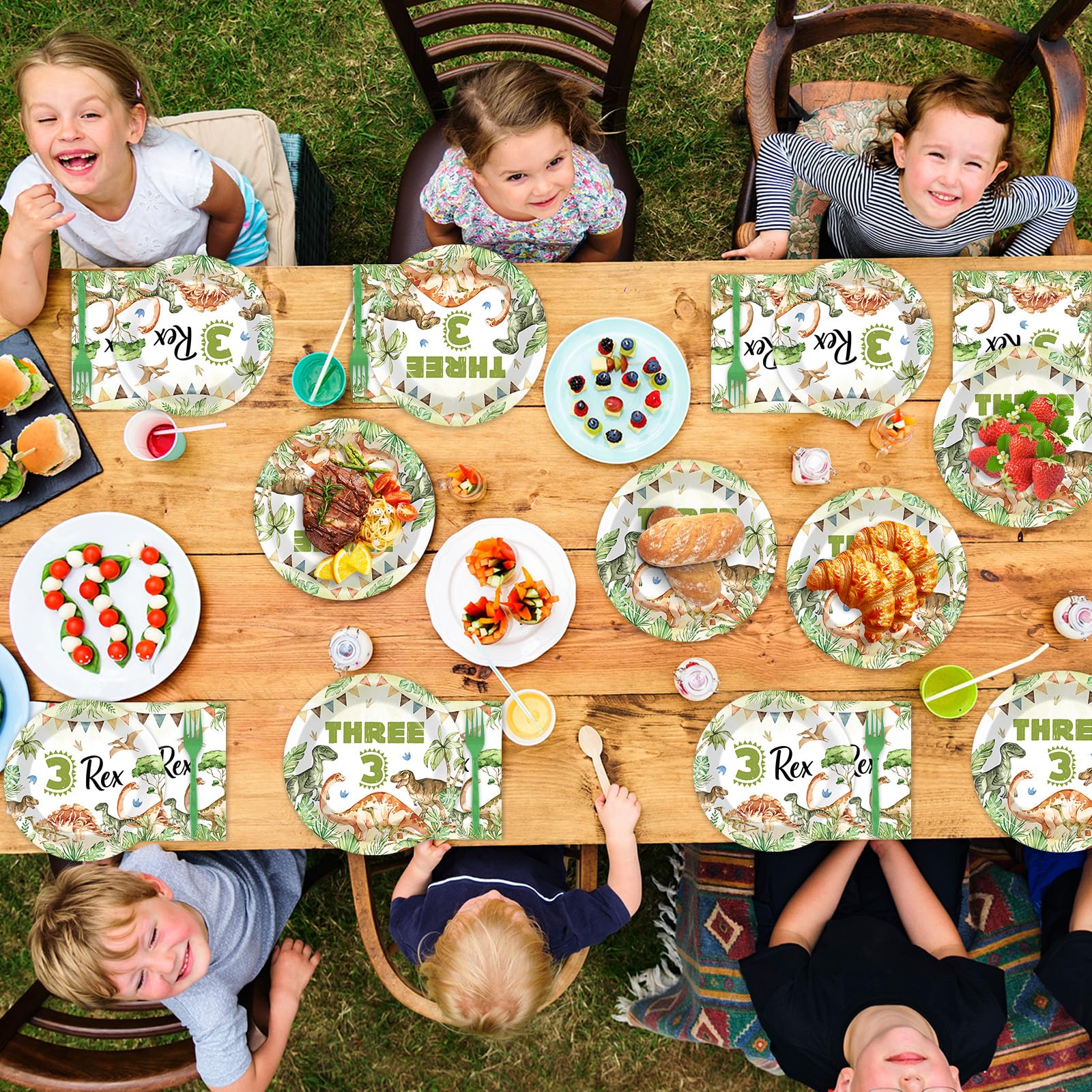 oitnlaughter dinosaur party-packaging showcases complete meal setup for gatherings