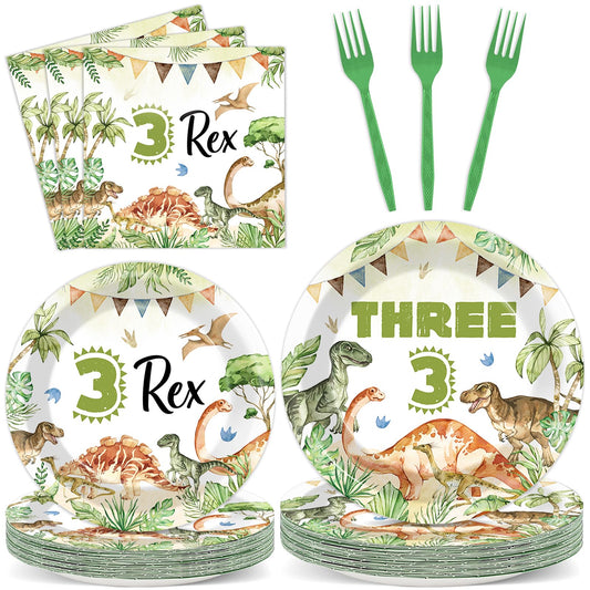oitnlaughter watercolor dinosaur design plates ideal for kid-friendly parties