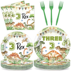 oitnlaughter watercolor dinosaur design plates ideal for kid-friendly parties