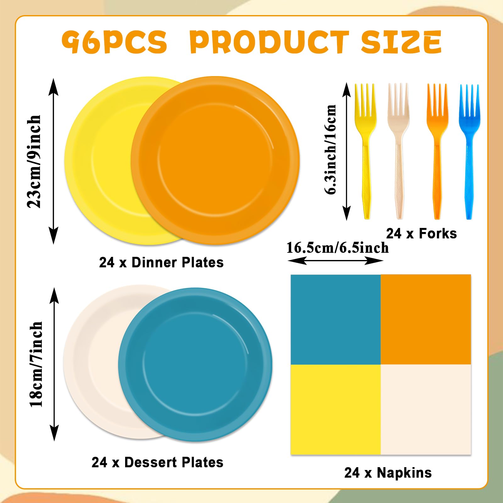 Oitnlaughter Here Comes The Sun dessert plates 7-inch with vibrant colors for party charm