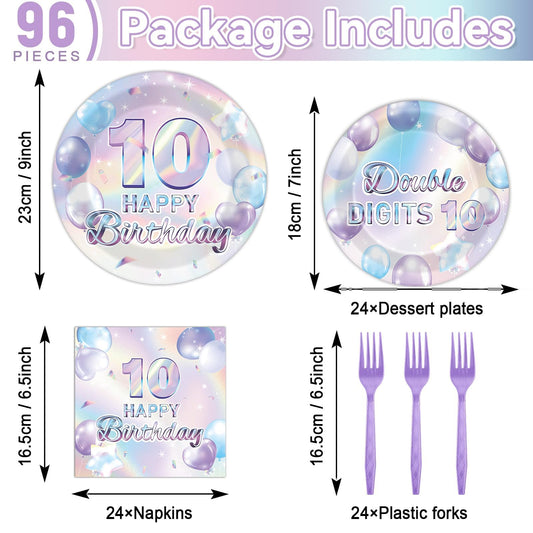 Oitnlaughter iridescent 7in plates suit kids' party portions with festive color.