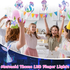 Oitnlaughter Mermaid LED finger light packaging highlights mermaid glow for easy gifting
