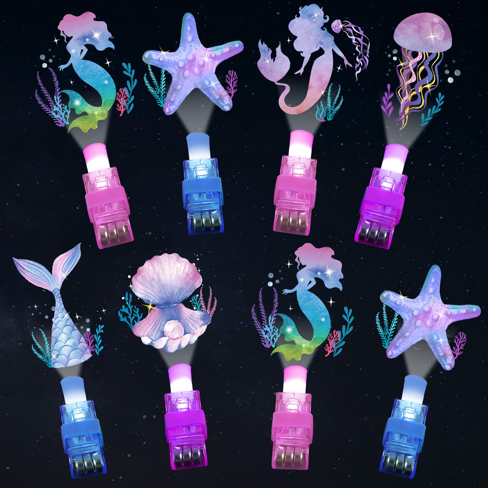Oitnlaughter Mermaid LED finger light pattern 1 glows brightly for ocean party fun