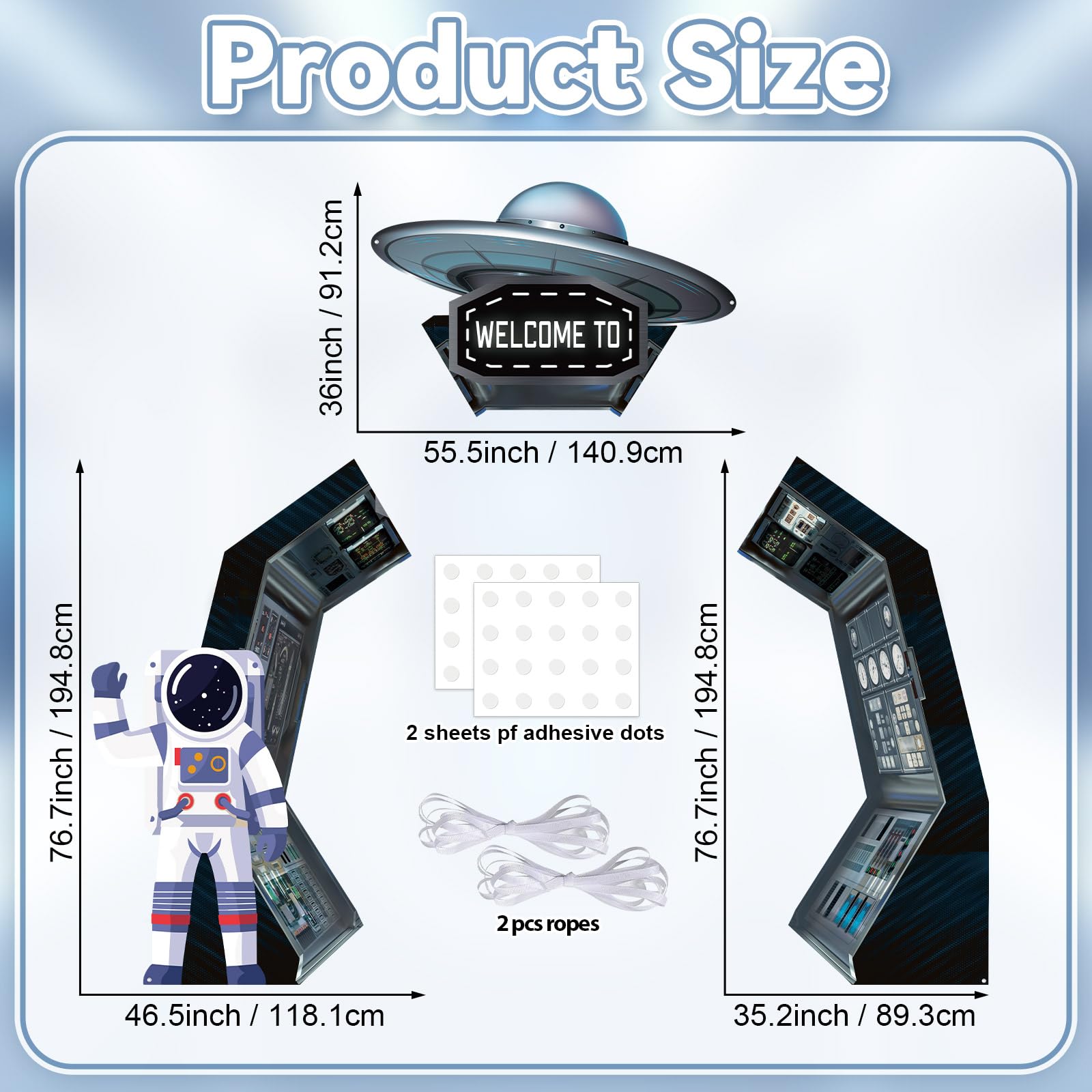 Oitnlaughter outer-space left door banner features astronauts for an engaging photo backdrop