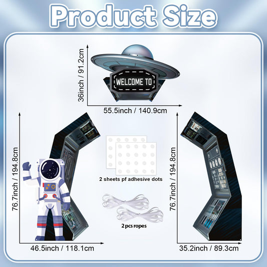 Oitnlaughter outer-space left door banner features astronauts for an engaging photo backdrop
