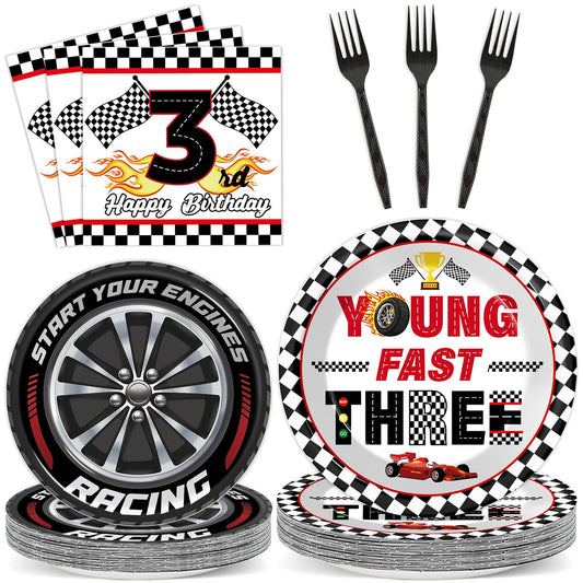 Oitnlaughter race car plates 9-inch – sturdy serving for a playful 3rd birthday party.