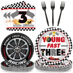 Oitnlaughter race car plates 9-inch – sturdy serving for a playful 3rd birthday party.