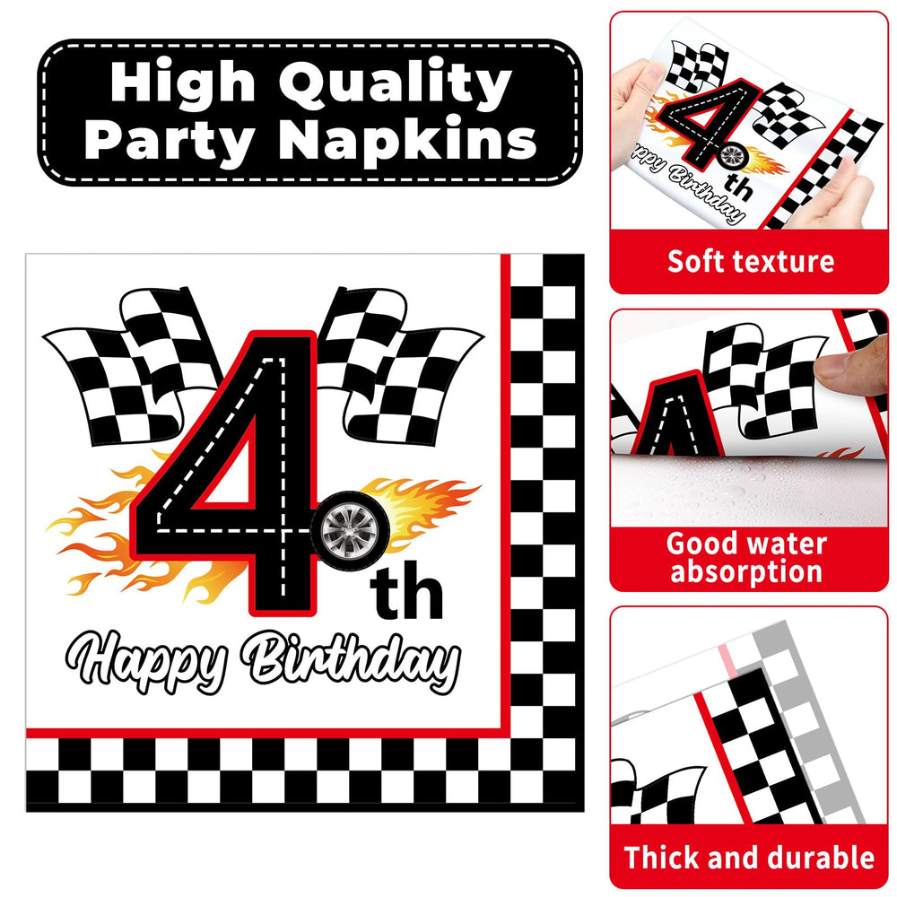 Oitnlaughter racing car napkins offer soft, absorbent tissue for quick cleanups