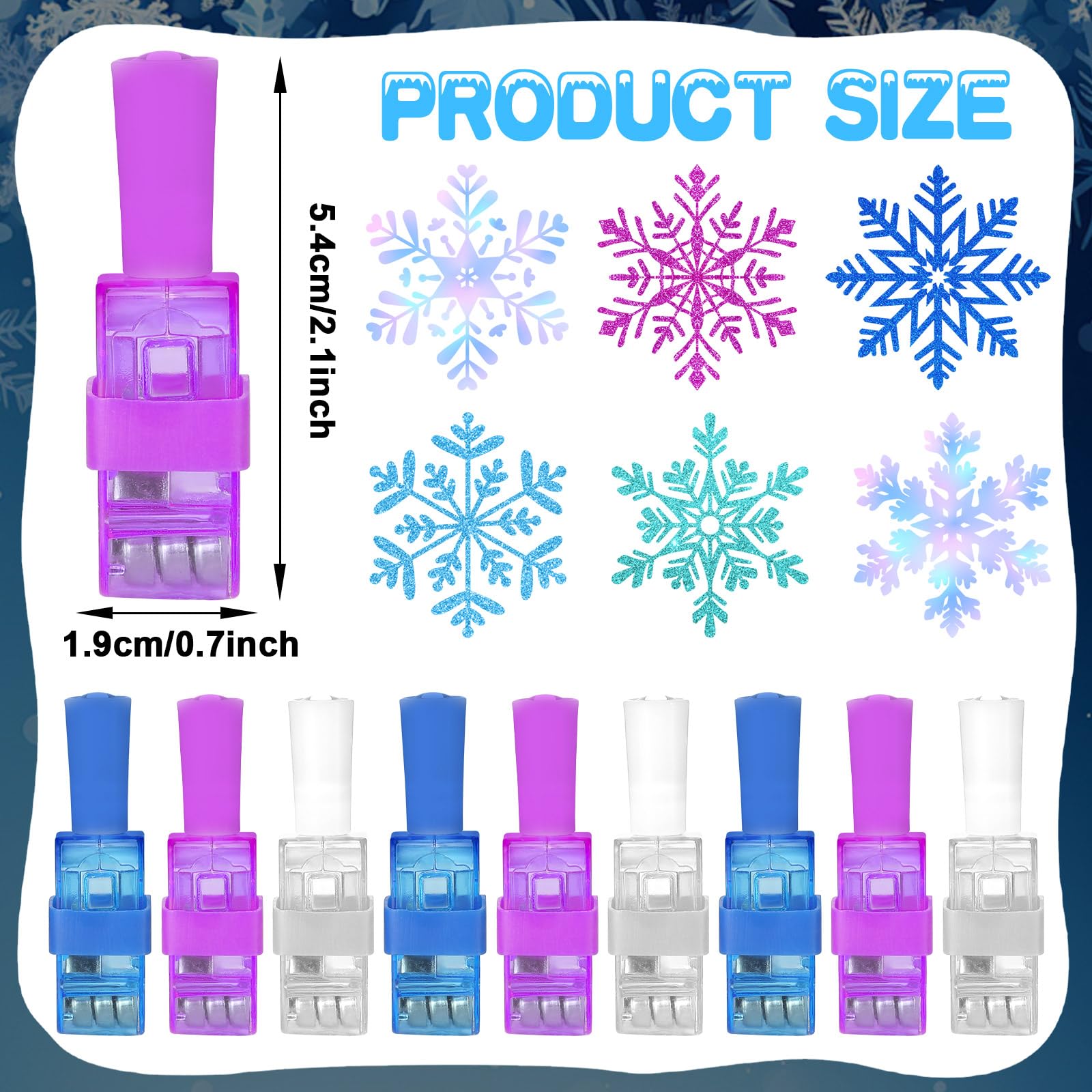 Oitnlaughter Snowflake finger lights glow in the dark to enhance holiday celebrations.