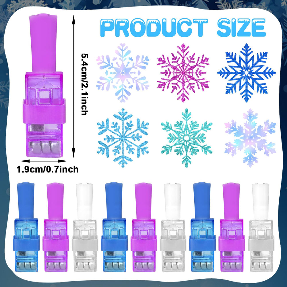 Oitnlaughter Snowflake finger lights glow in the dark to enhance holiday celebrations.
