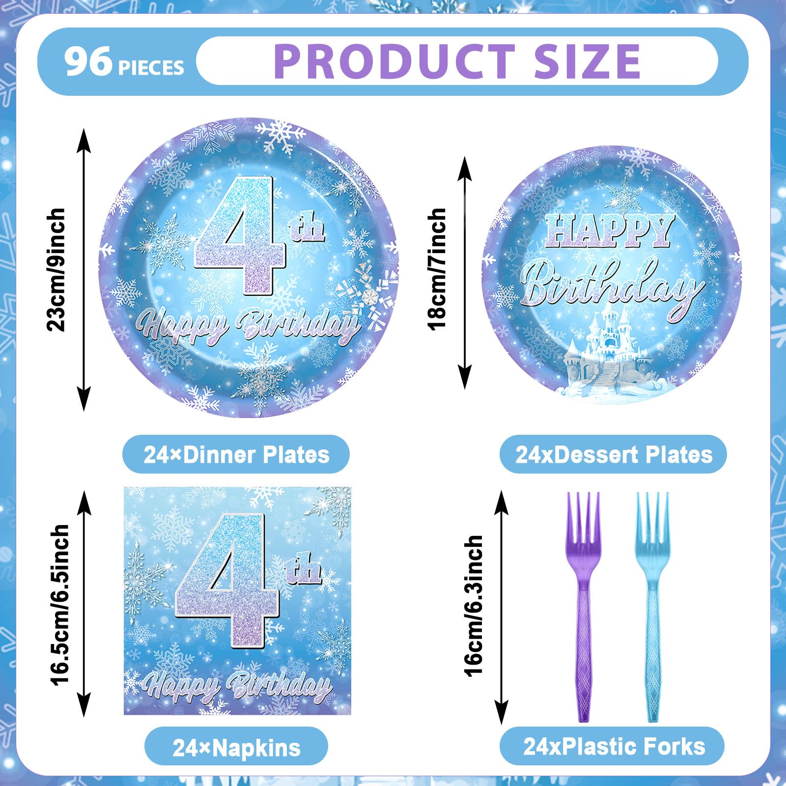 Oitnlaughter snowflake plates 7 inch blue and purple for kid portions