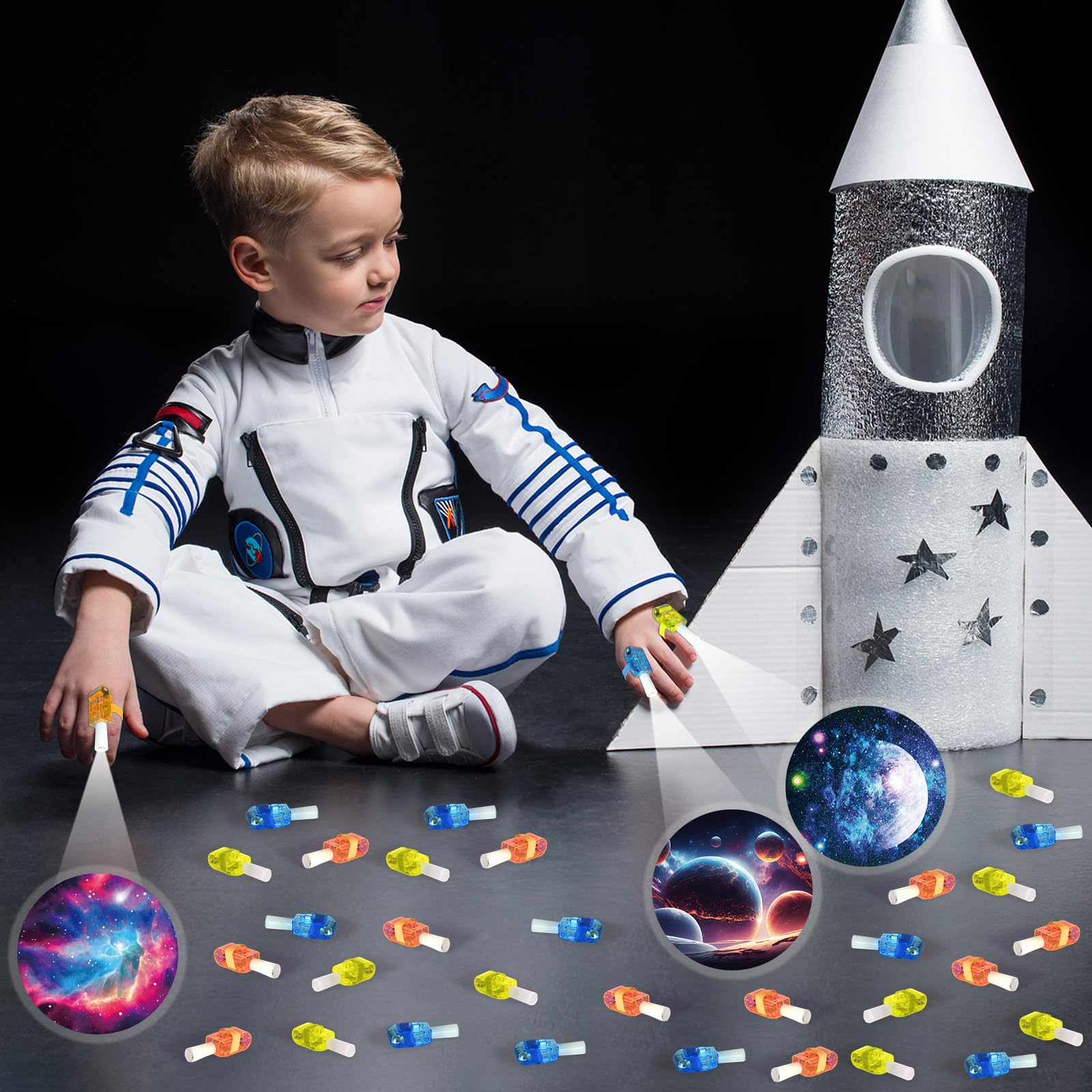 Oitnlaughter space finger lights with solar-system theme brighten classroom activities and prizes.
