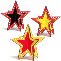 Oitnlaughter star centerpiece assembly on table, compact 5.5x6.0 inch 3D design.