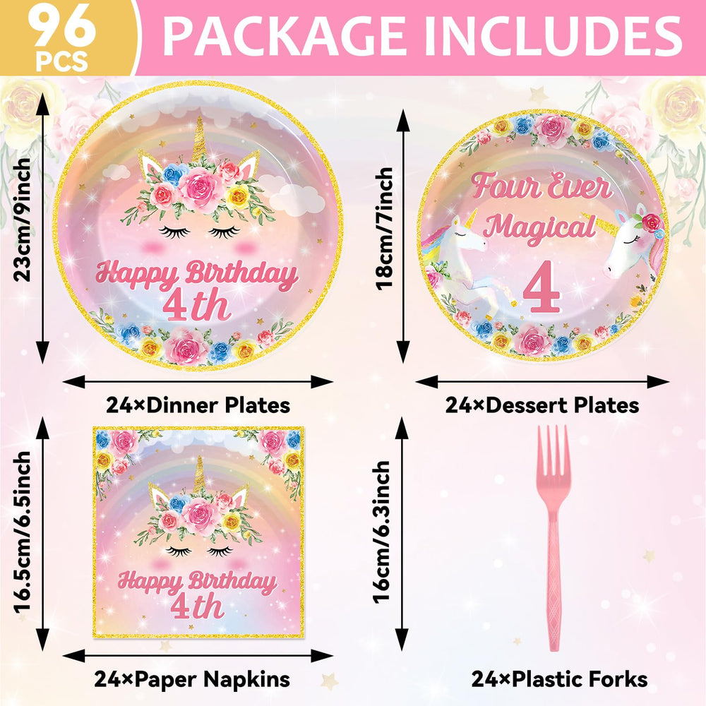 Oitnlaughter unicorn dessert plates 7-inch add color to sweet treats at parties