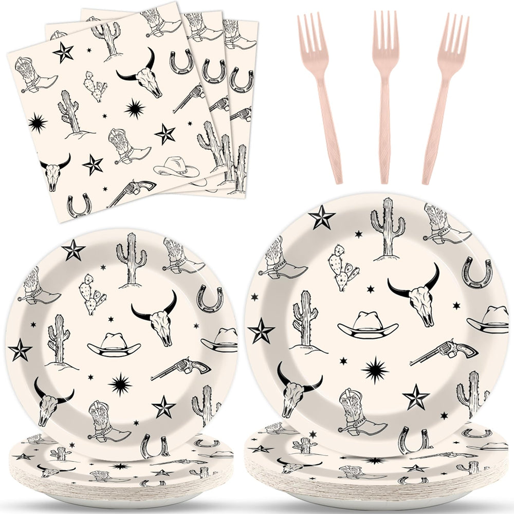 Oitnlaughter western cowboy plates—durable dinnerware for stable, spill-free meals at rodeo parties.