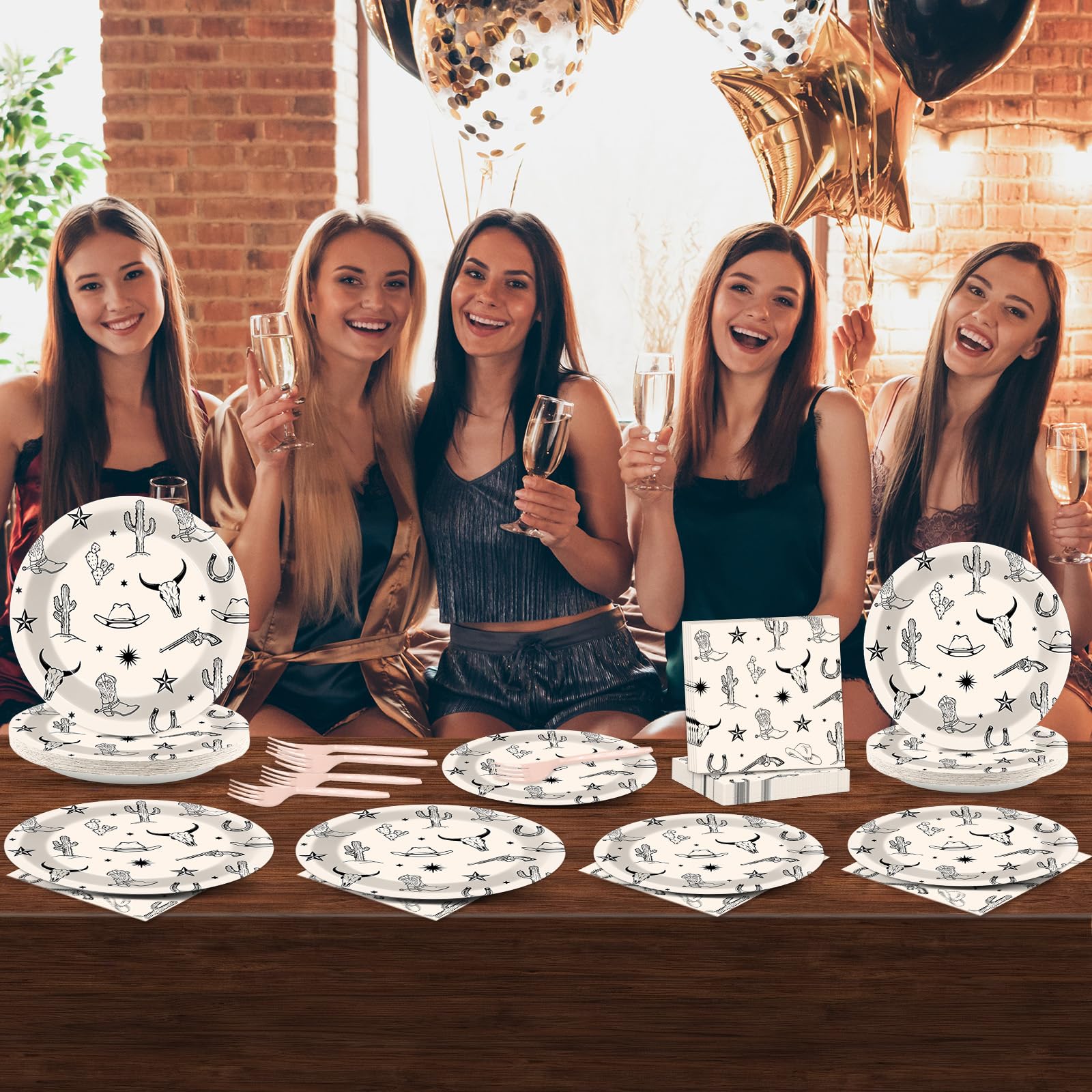 Oitnlaughter western party set—complete serving pieces for 24 guests with themed style.