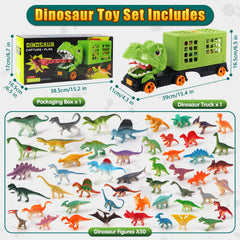 Oiuros dinosaur transport truck side view, sturdy construction for play.