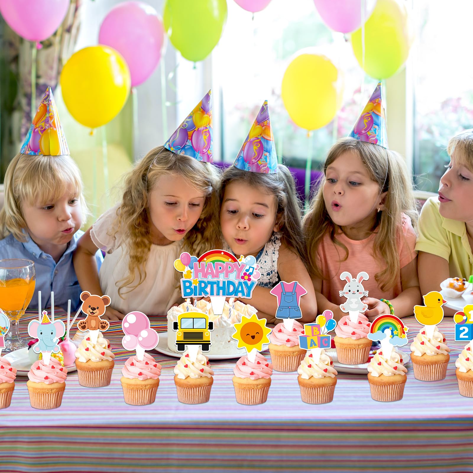 ojustbeok cupcake toppers with rainbow design bring cheerful color to cupcakes and treats