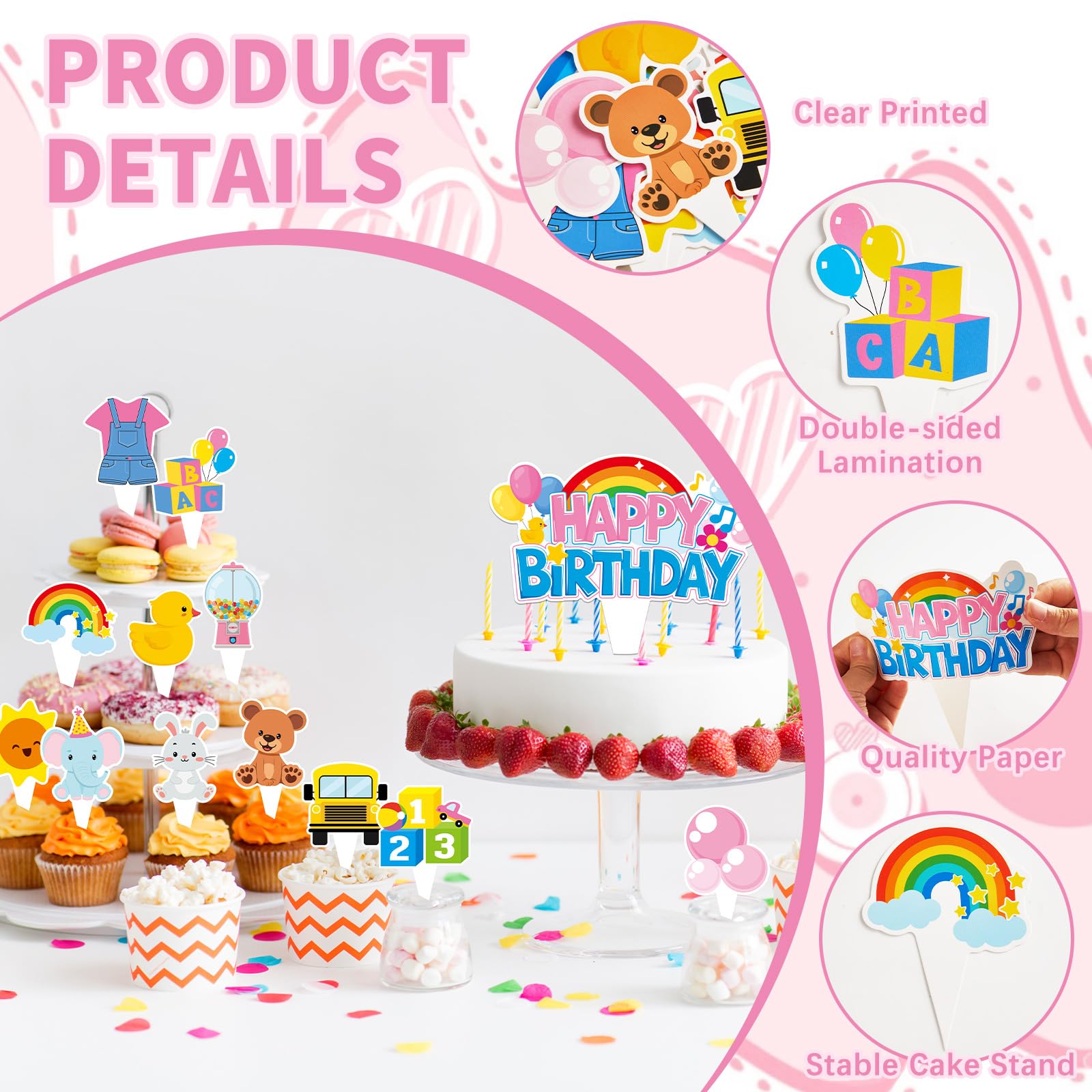 ojustbeok cupcake toppers with school bus design brighten kids' birthday cupcakes and party desserts