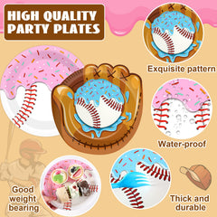 Ojustbeok close-up of sturdy edges on baseball ice cream drip plates
