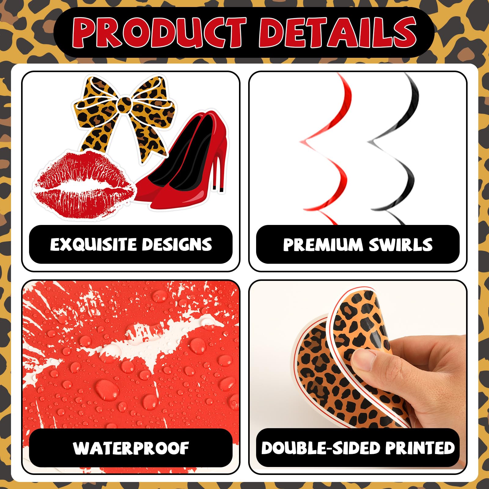 OjustBeOk cheetah cherry pattern cards provide stylish backdrop accents.