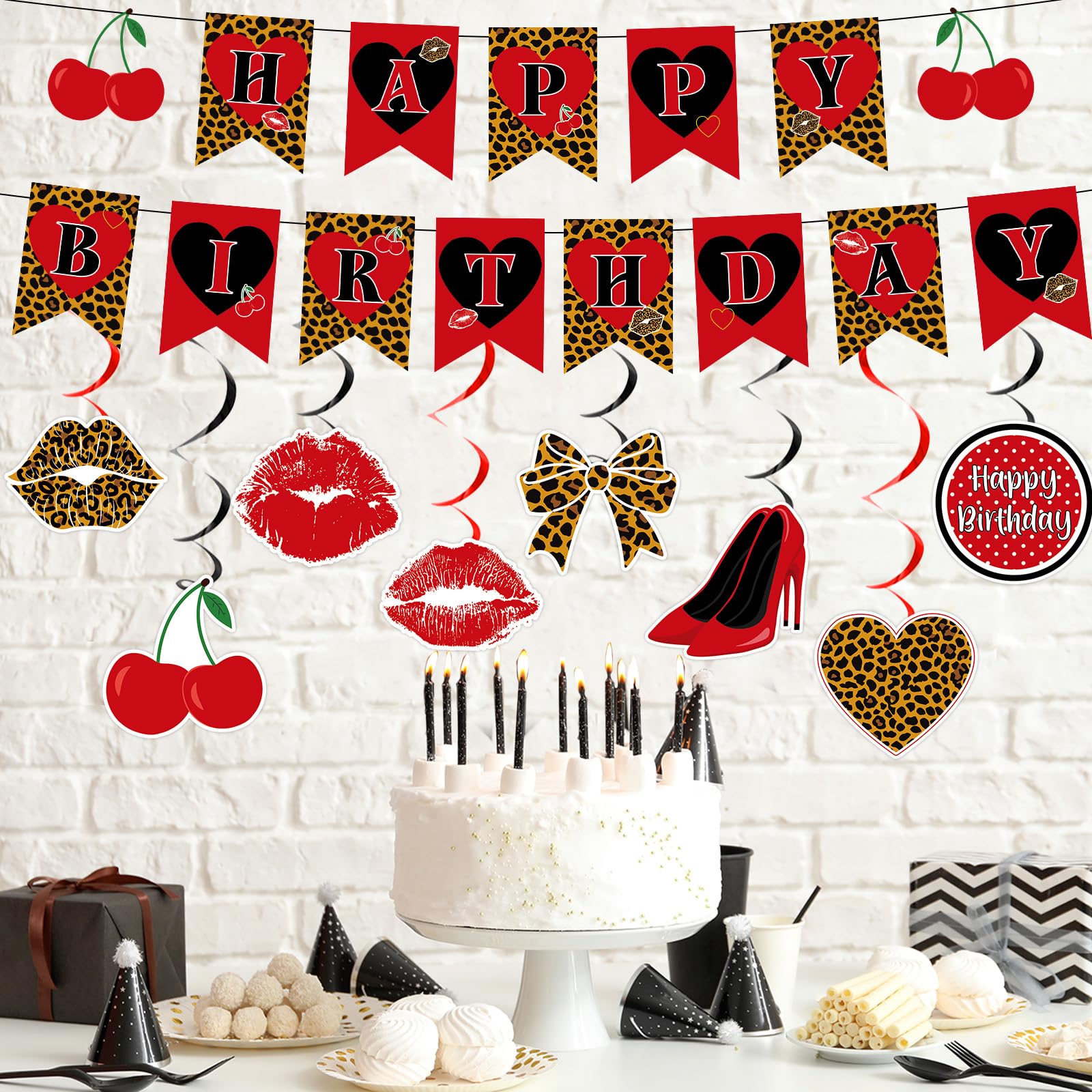 OjustBeOk leopard-cherry detail decor brightens party spaces for photos and mingling.