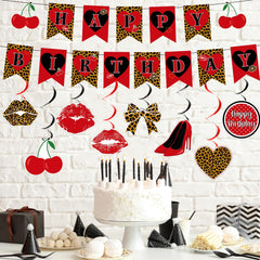 OjustBeOk leopard-cherry detail decor brightens party spaces for photos and mingling.