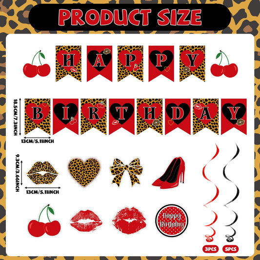 OjustBeOk leopard cherry hanging swirls add festive motion to ceilings and walls.