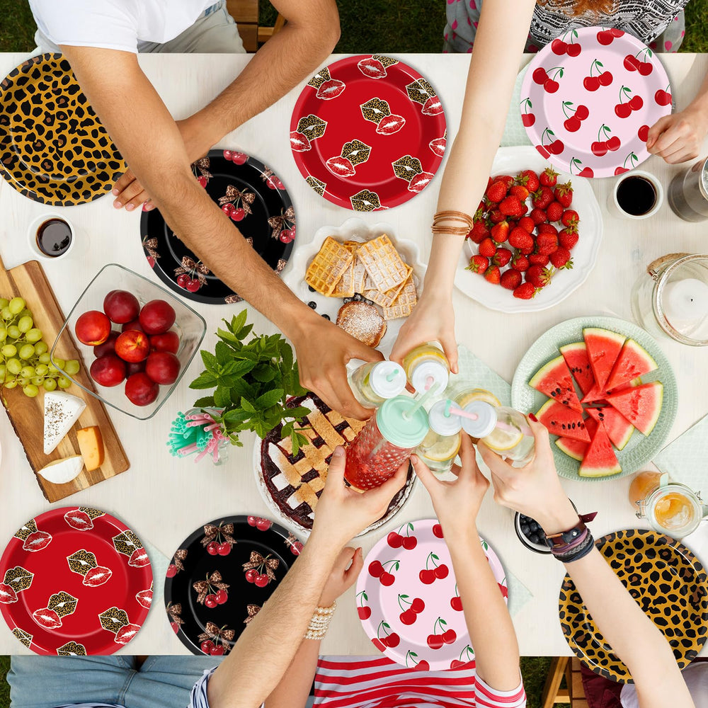 OjustBeOk cheetah-design plates are heat-resistant for serving.