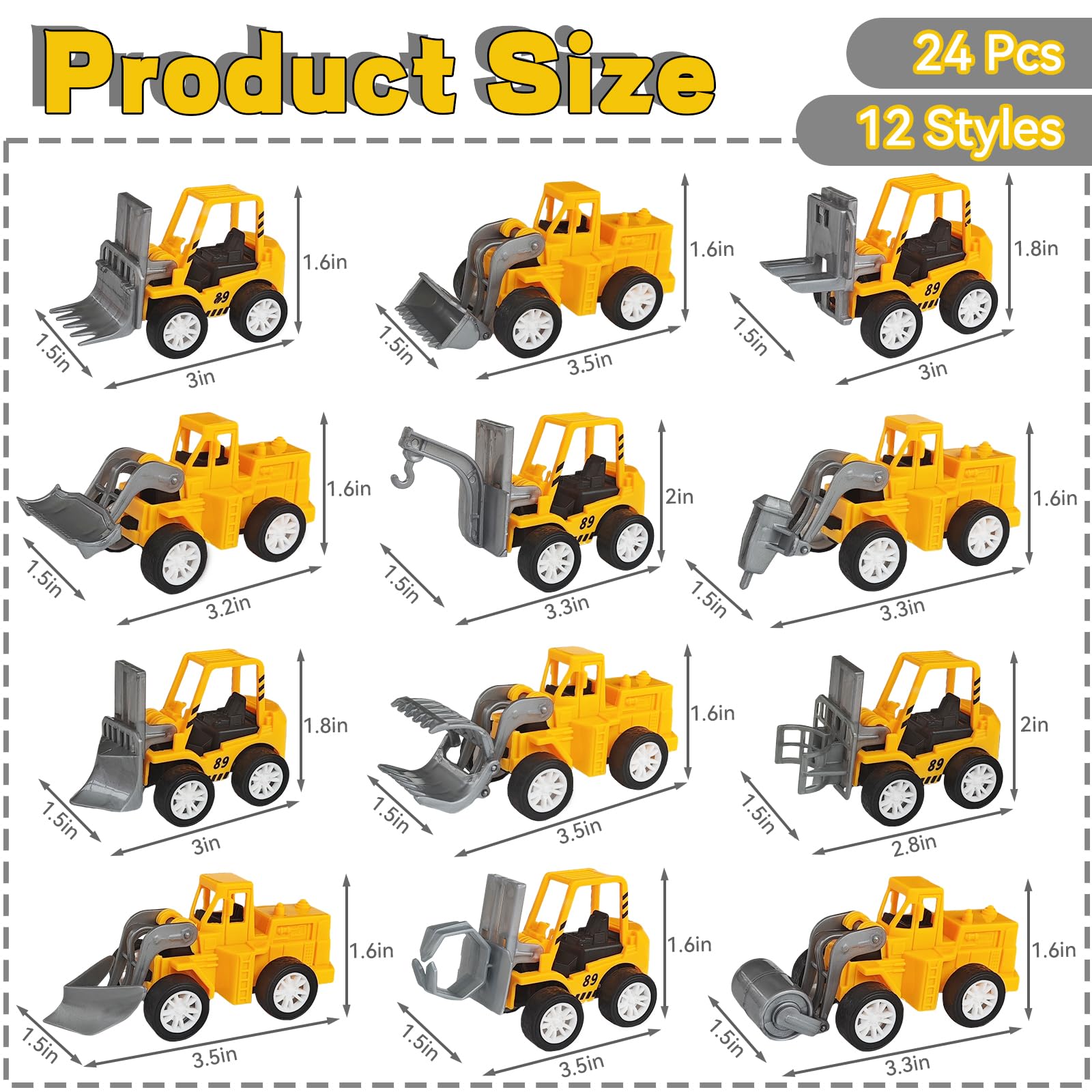 OJYUDD 12-styles construction vehicles offer diverse play scenarios for kids.