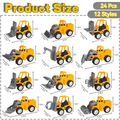 OJYUDD 12-styles construction vehicles offer diverse play scenarios for kids.