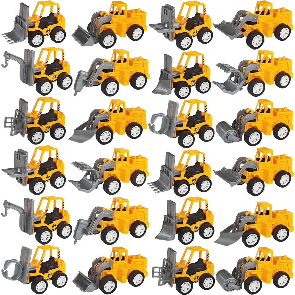 OJYUDD 24-pcs mini construction vehicles for imaginative play and sharing.