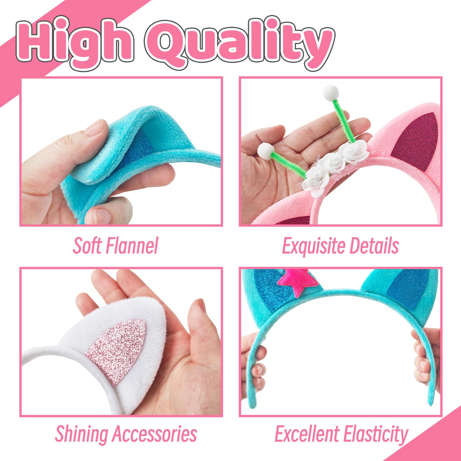 OJYUDD cat ears headband plush style C, chic costume accessory