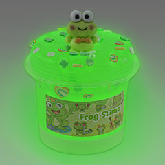 Okaybee frog glow in the dark slime showing soft texture for sensory play.